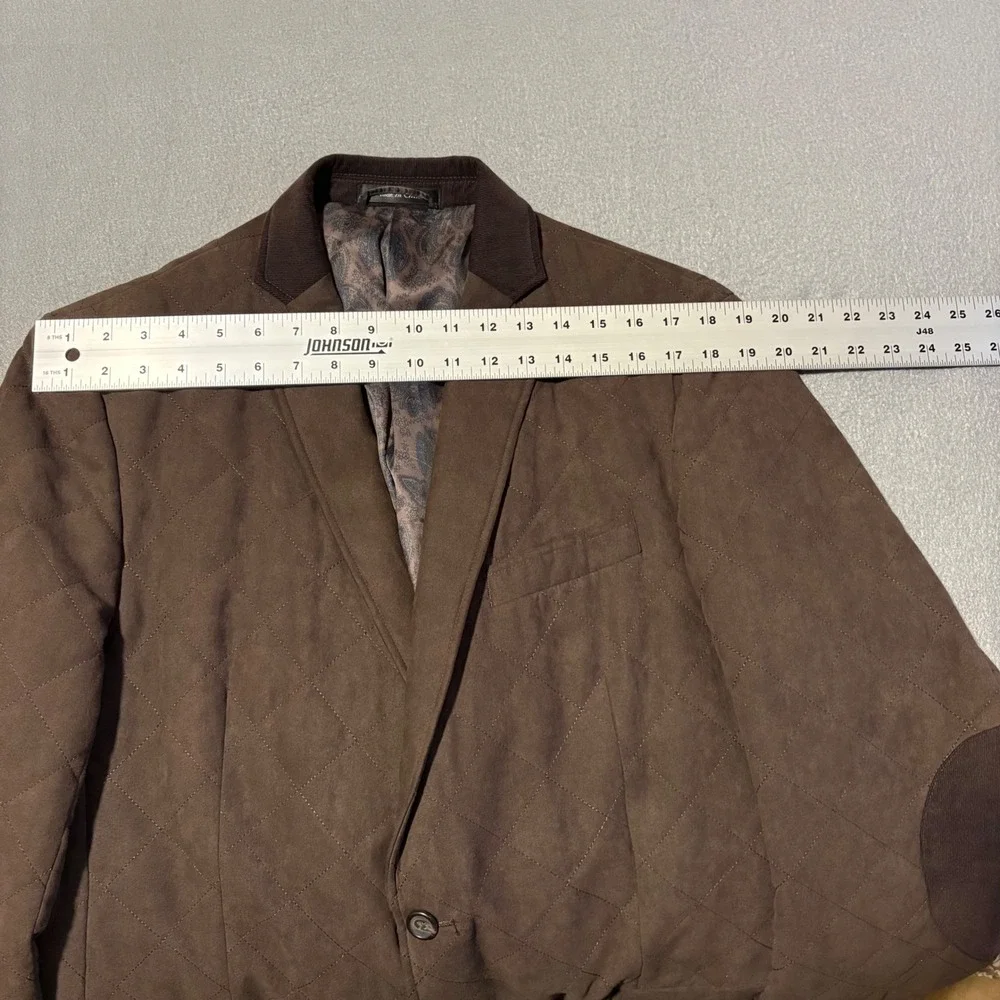 Ralph Lauren Quilted Blazer 42L Brown Diamond Quilt Paisley Lined Elbow Patch